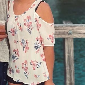Floral cold shoulder top
